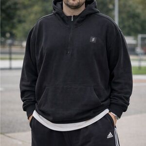 Adidas Adicross Sweatshirt Hoodie Men 2XL Half Zip-Up Black White